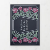 Death Do us Part Rose Blue Gothic Wedding QR Code Dreifach Gefaltete Einladung (Cover)