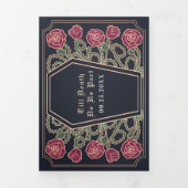 Death Do us Part Rose Blue Gothic Wedding QR Code Dreifach Gefaltete Einladung (Cover)