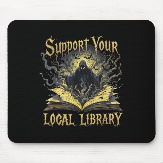 Death Gothic Support Your Local Library Liebt Boo Mousepad (Vorne)