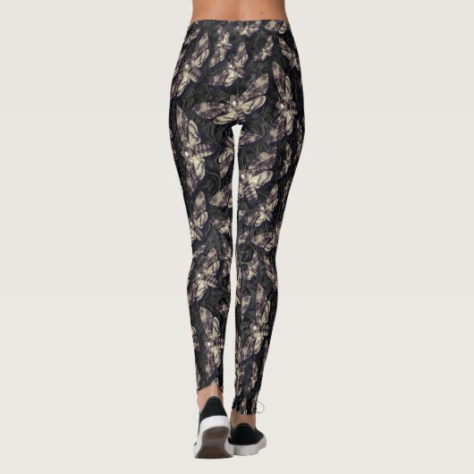 Death Head Moth Goth Gothic Carving Alternative Leggings (Rückseite)