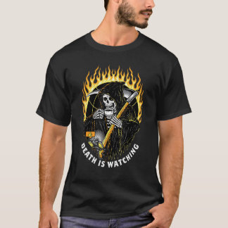 Death Is Watching Grim Reaper Gothic Retro Fire Oc T-Shirt