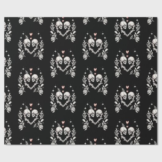 Death Lovers Gothic Skeletts Hochzeit Geschenkpapier (Flach)