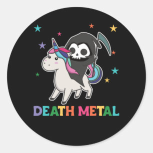 Death Metal - Death Riding Unicorn Funny Unicorn Runder Aufkleber