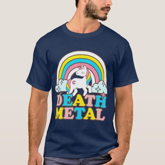 Death Metal Funny Rainbow Unicorn Novelty T-Shirt (Vorderseite)
