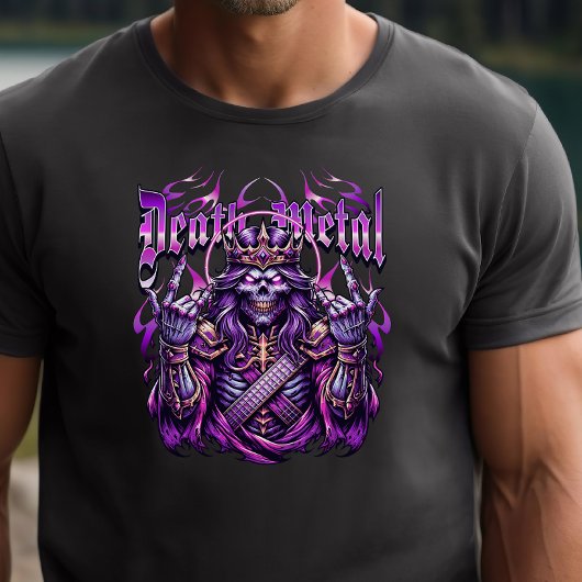 Death Metal Lila Skeleton Rocker Zombie King T-Shirt