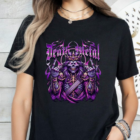 Death Metal Lila Skeleton Rocker Zombie King T-Shirt