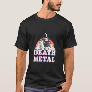 Death Metal Lustiger Regenbogen Sensenmann Einhorn T-Shirt