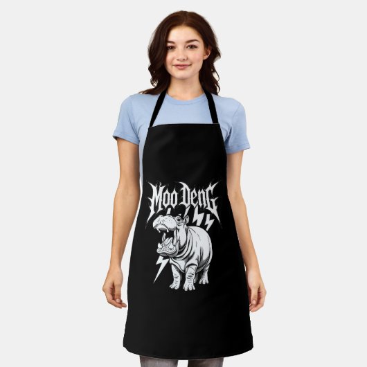 Death Metal Niedlich Baby Hippo Moo Deng Hippopota Schürze (Getragen)
