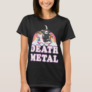 Death Metal Rainbow Funny Grim Sensenmann Unicorn  T-Shirt