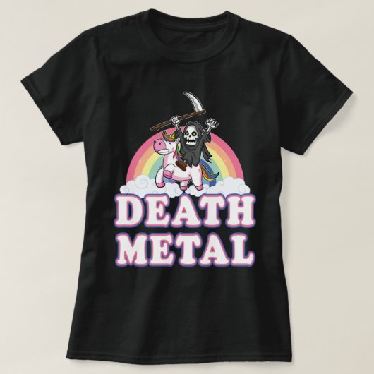 Death Metal Rainbow Funny Grim Sensenmann Unicorn T-Shirt (Design vorne)