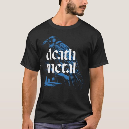 Death Metal Raven Illustration T-Shirt (Vorderseite)