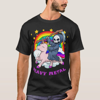 Death Metal s Unicorn Grim Sensenmann Rainbow Heav T-Shirt