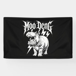 Death Metal Süßes Baby Nilpferd Moo Deng Hippopota Banner