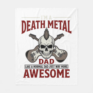 Death Metal Vater Totenkopf Gitarre Vintage-Shirt- Fleecedecke