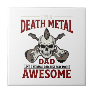 Death Metal Vater Totenkopf Gitarre Vintage-Shirt- Fliese
