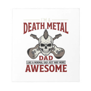 Death Metal Vater Totenkopf Gitarre Vintage-Shirt- Notizblock