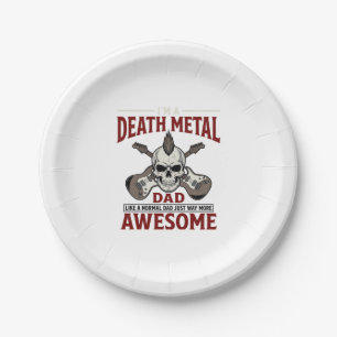 Death Metal Vater Totenkopf Gitarre Vintage-Shirt- Pappteller