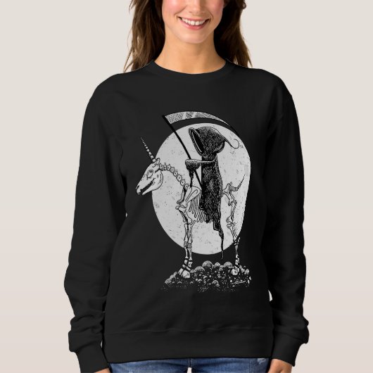 Death on a unicorn skeleton at full moon I Fantasy Sweatshirt (Vorderseite)