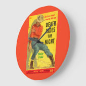 Death Rides The Night Western Buchcover Große Wanduhr (Winkel)