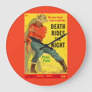 Death Rides The Night Western Buchcover Große Wanduhr