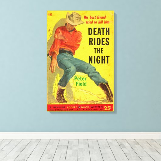 Death Rides The Night Western Buchcover Leinwanddruck (Insitu (Holzboden))