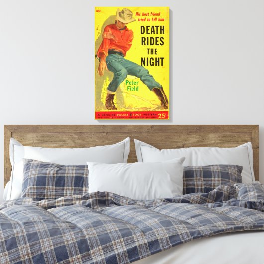 Death Rides The Night Western Buchcover Leinwanddruck (Insitu (Schlafzimmer))
