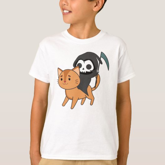 Death Riding Cat Funny - Funny Cats T-Shirt (Vorderseite)