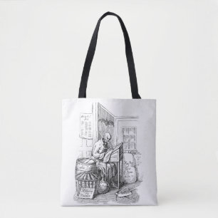 Death Skeleton Writing list Macabre Horror Art Tasche