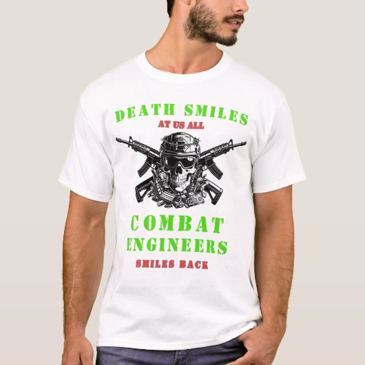 Death Smiles Combat Engineers skull Tactical T-Shirt (Vorderseite)