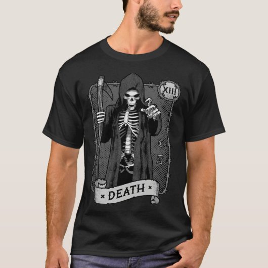 Death Tarot Card Occult Dark Grim Reaper Astrology T-Shirt (Vorderseite)