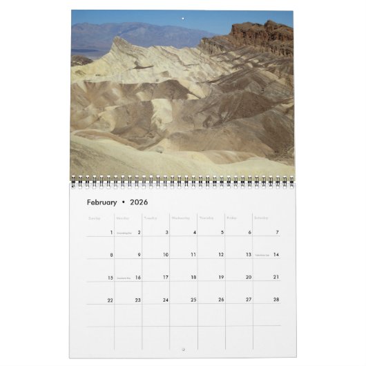 Death Valley N.P. Wall Kalender von J. Vater. (Feb 2026)