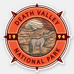 Death Valley National Park Coyote Retro Compass Aufkleber
