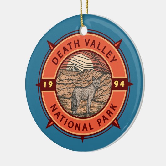 Death Valley National Park Coyote Retro Compass Keramik Ornament (Links)