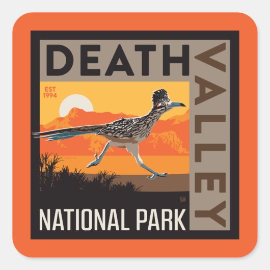 Death Valley National Park | Roadrunner Quadratischer Aufkleber (Vorderseite)