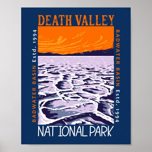 Death Valley Nationalpark Badwater-Becken Vintag Poster (Vorne)