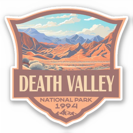 Death Valley Nationalpark Illustration Retro Aufkleber (Vorderseite)