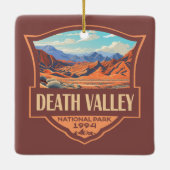 Death Valley Nationalpark Illustration Retro Keramikornament (Rückseite)