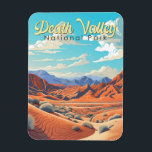Death Valley Nationalpark Illustration Retro Magnet<br><div class="desc">Death Valley Vektorgrafik Design. Der Park ist bekannt für den Titus Canyon,  mit einer Geisterstadt und farbenfrohen Felsen,  und die Salinen des Badwater Becken,  Nordamerikas tiefsten Punkt.</div>