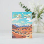 Death Valley Nationalpark Illustration Retro Postkarte (Stehend Vorderseite)