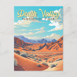 Death Valley Nationalpark Illustration Retro Postkarte