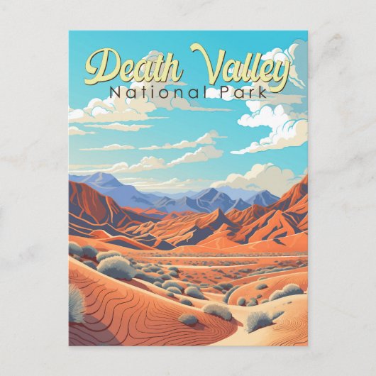 Death Valley Nationalpark Illustration Retro Postkarte (Vorderseite)