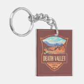 Death Valley Nationalpark Illustration Retro Schlüsselanhänger (Vorderseite links)