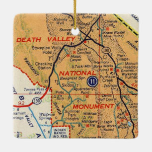 Death Valley Vintag Map Keramikornament