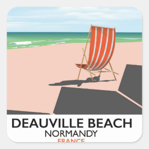 Deauville Beach france Seaside Poster. Quadratischer Aufkleber