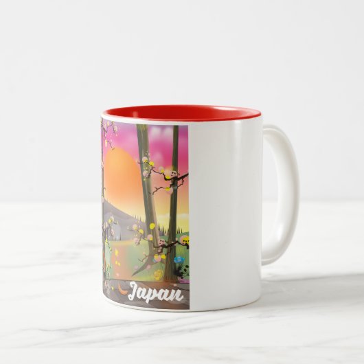 Deauville Beach france Seaside Poster. Zweifarbige Tasse (VorderseiteRechts)