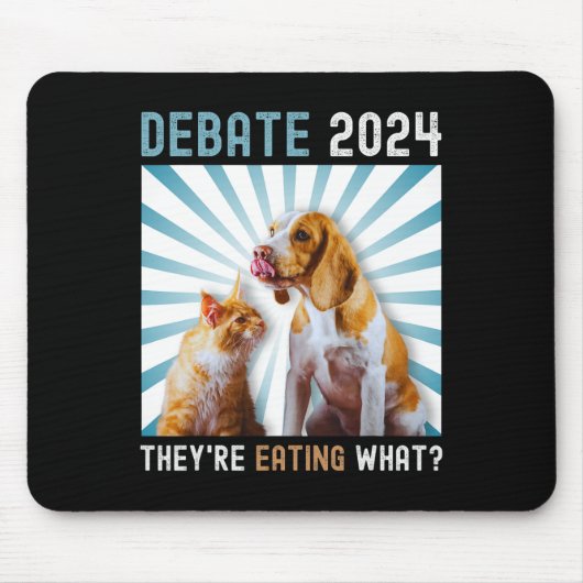 Debate 2024 Haustiere Katze Sie essen W Mousepad (Vorne)