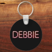 Debbie Name in leuchtenden Neonbeleuchtung Schlüsselanhänger (Vorderseite)