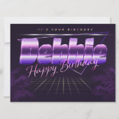 Debbie Name Vorname lila retro Karte Geburtstag (Vorderseite)