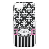 Debbie tut Paris-Retro rosa und schwarzen Damast Case-Mate iPhone Hülle (Rückseite)