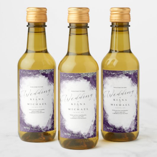 Debbie U-W Marble Glitzer Wedding ID644 Weinetikett (Flaschen)